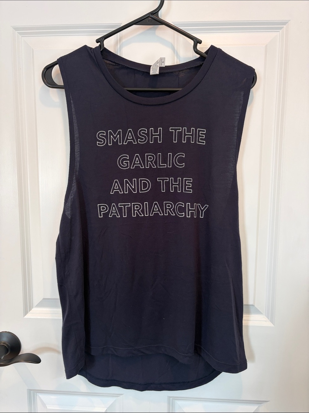Smash The Garlic And The Patriarchy Navy Muscle Tank - XL